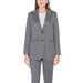 Gray herringbone tweed blazer with two buttons from Ichi Women Blazer collection