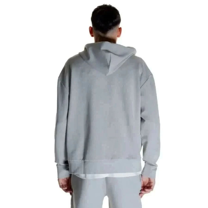 Gray hooded sweatshirt rear view worn by a person, Calvin Klein Men Sweatshirts product