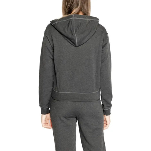 Gray hooded sweatshirt back view from Calvin Klein Sport Women Sweatshirts collection