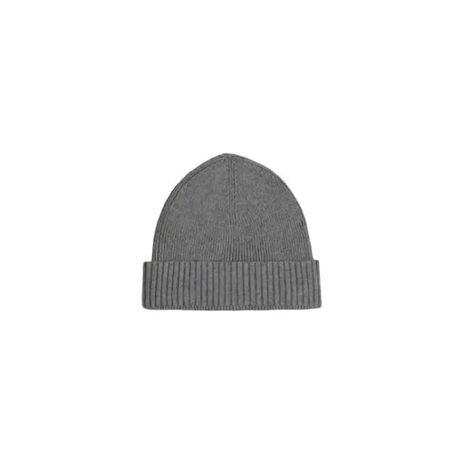 Gray knit beanie with folded brim from Tommy Hilfiger Men Cap collection