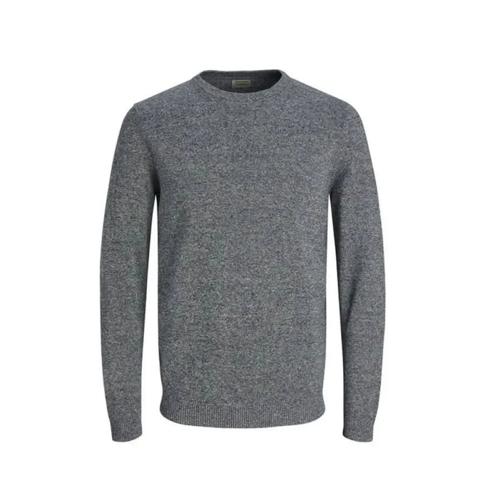 Gray knit crewneck sweater with long sleeves from Jack & Jones Men Knitwear collection