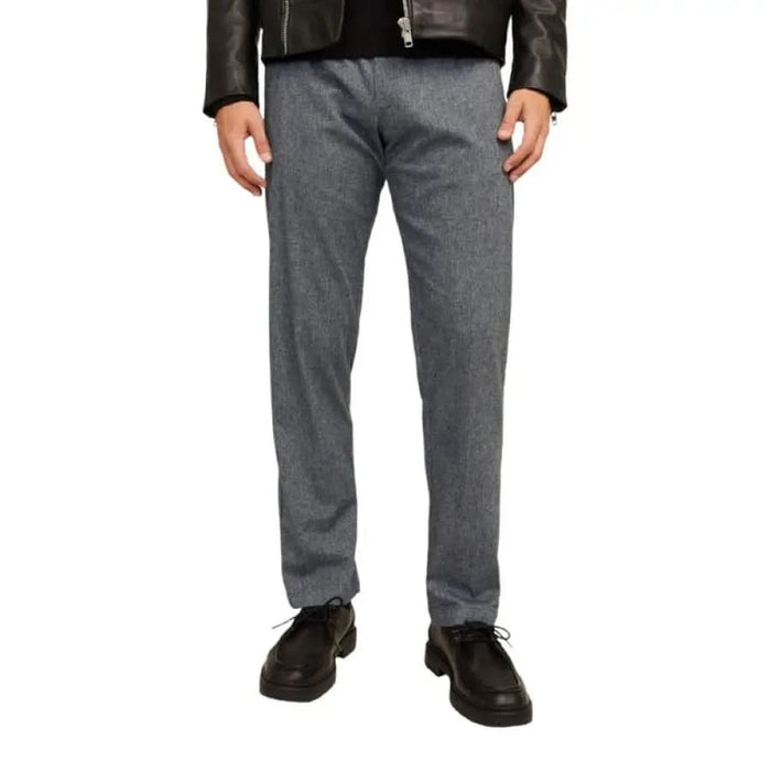 Gray straight-leg denim jeans with classic fit from Jack & Jones Men Trousers