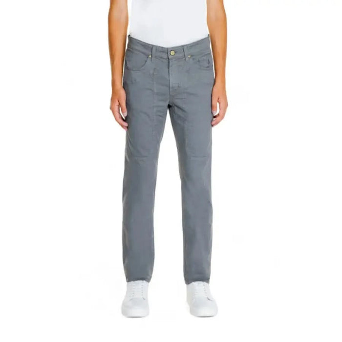 Gray straight-leg pants with classic five-pocket styling - Jeckerson Men Trousers