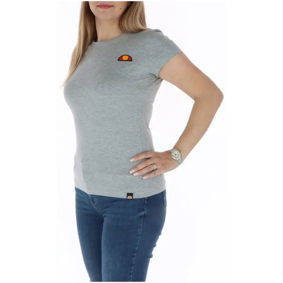 Ellesse Women T-Shirt - Gray with small colorful logo on chest