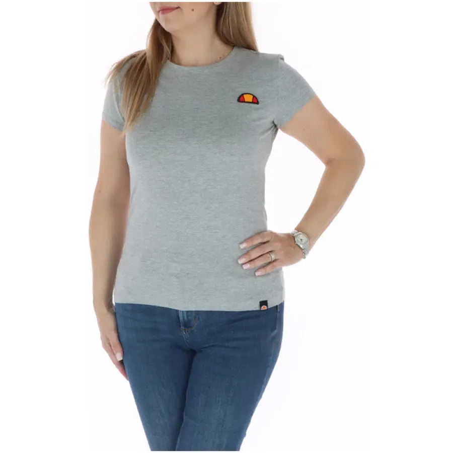 Ellesse Women T-Shirt in gray with small colorful chest logo