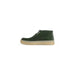 Green suede chukka boot with thick light-colored rubber sole from Clarks Men Lace Ups Shoes