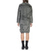 Grey faux fur knee-length coat with long sleeves from Ichi Women Jacket collection