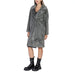 Grey faux fur coat with lapels paired with black combat boots in Ichi Women Jacket