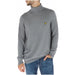 Grey mock turtleneck sweater with yellow logo emblem from Lyle & Scott Men Knitwear