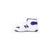 White and purple high-top New Balance women’s sneakers with prominent ’N’ logo