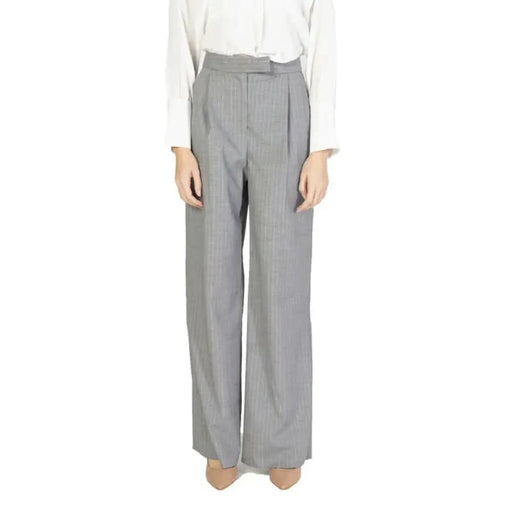 High-waisted gray wide-leg dress pants from Rinascimento Women Trousers collection