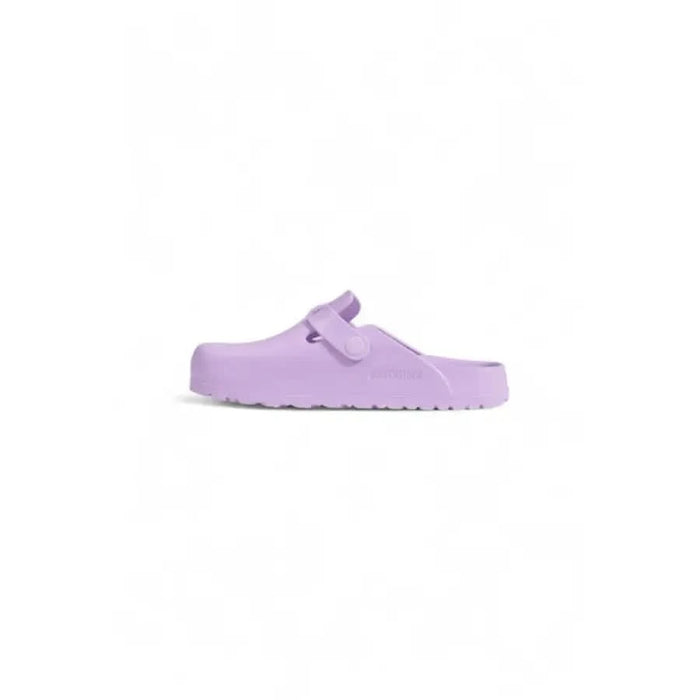 Lavender-colored Birkenstock women slip-on clog with a textured sole