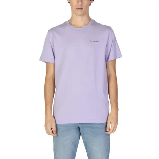 Lavender cotton t-shirt with subtle branding from Calvin Klein Jeans for men