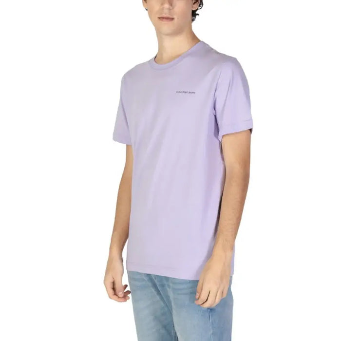 Lavender short-sleeve t-shirt with minimal text from Calvin Klein Jeans for men