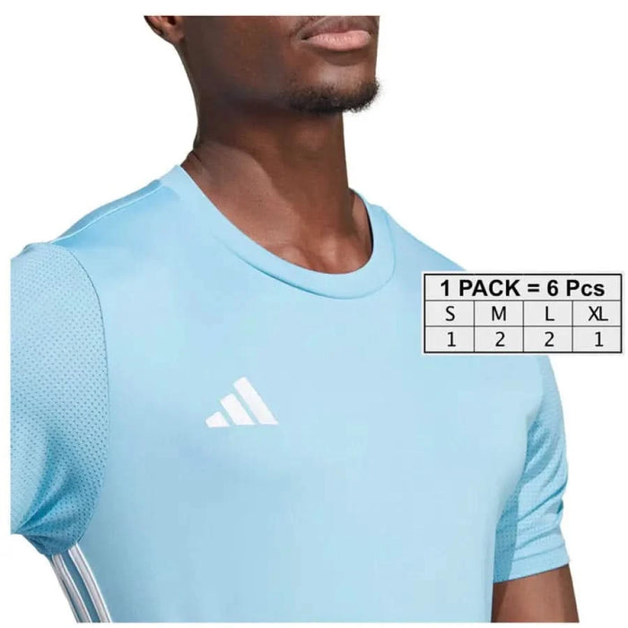 Light blue Adidas T-Shirt with perforated sleeves and white logo - Adidas Men T-Shirt