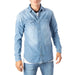 Light blue denim button-up shirt with chest pockets from Jack & Jones Men Shirt