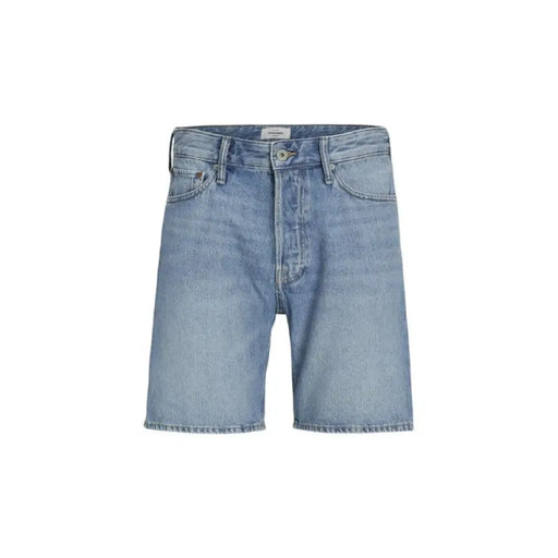 Light blue denim jean shorts with five-pocket styling from Jack & Jones Men