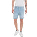 Light blue denim shorts with rolled cuffs from Replay featuring pockets for men