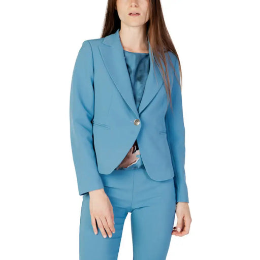 Light blue fitted blazer with single button, Rinascimento Women Blazer