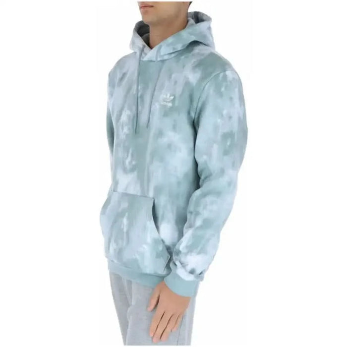 Light blue tie-dye Adidas hoodie featuring a white logo in Adidas Men Sweatshirts collection