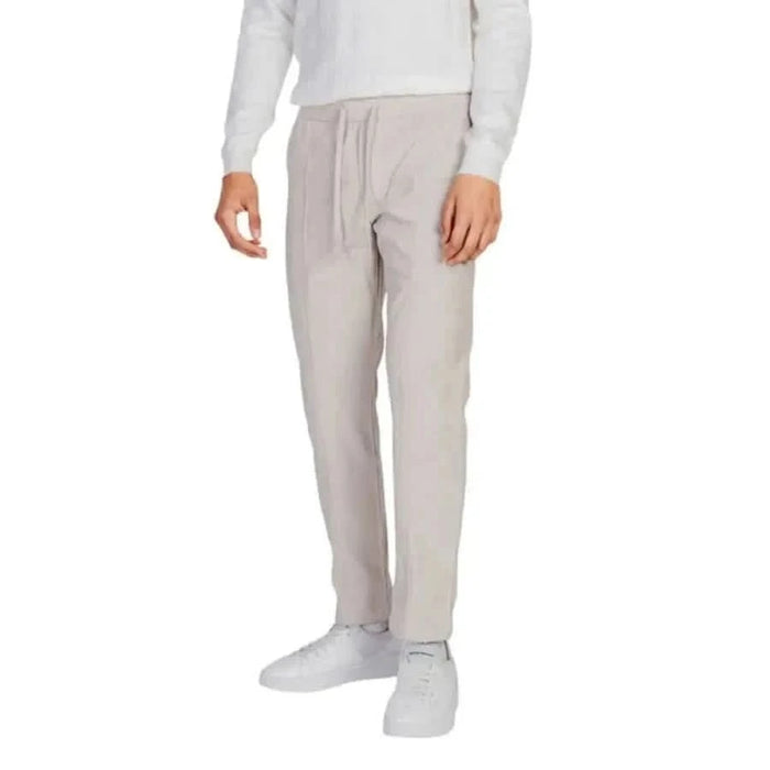 Light gray Antony Morato men trousers with elastic waistband for casual wear