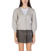 Light gray balloon sleeve cropped cardigan by Jacqueline De Yong with button closure