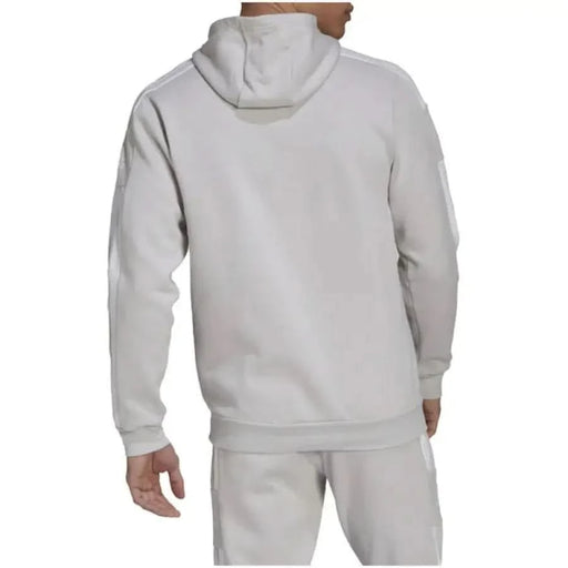 Light gray hooded sweatshirt view from the back, featuring Adidas branding for men