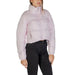 Light pink cropped puffer jacket with high collar and zip closure by Columbia Women