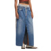 Long denim maxi skirt with front slit and drawstring waist by Desigual Women Skirt