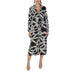 Long-sleeved black and white abstract leaf print wrap dress by Jacqueline De Yong