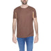 Alviero Martini Prima Classe Men’s Brown T-Shirt with Yellow Patch on Chest