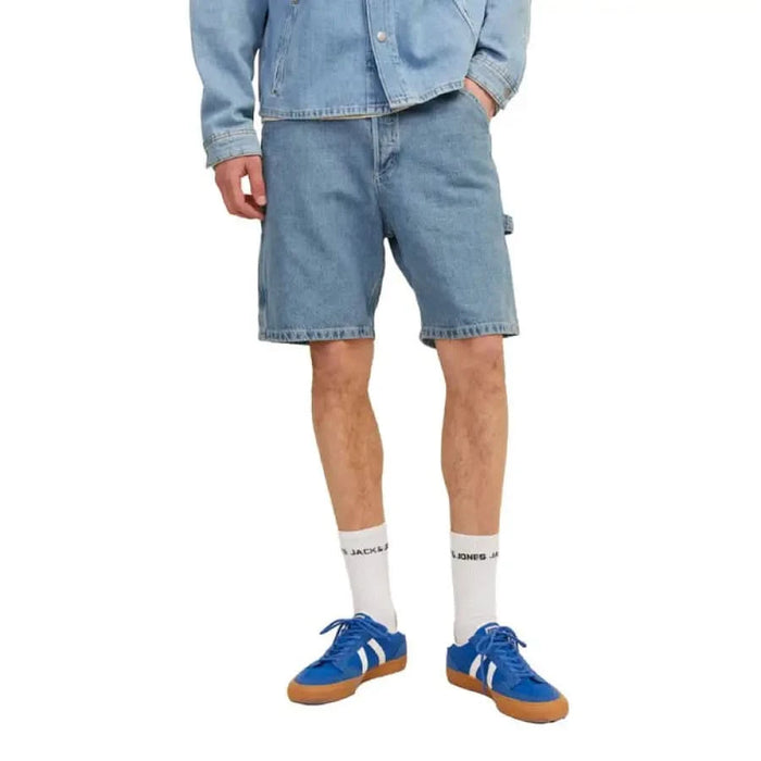 Man in denim jacket and Jack & Jones Men Shorts for stylish casual wear