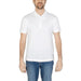 Man in white Hamaki-ho polo shirt showcasing urban city style fashion