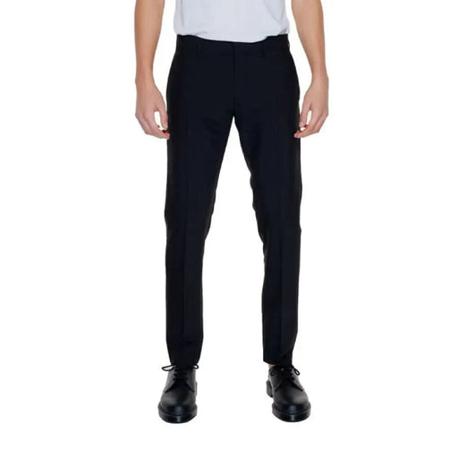 Antony Morato urban style: Man in white shirt, black Antony Morato Men Trousers