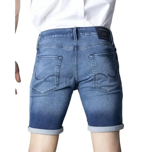 Jack & Jones men in white shirt and blue shorts for spring summer