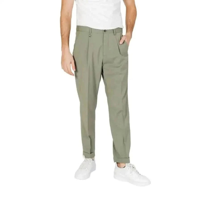 Man in white T-shirt and khaki Antony Morato trousers - Antony Morato Men Trousers