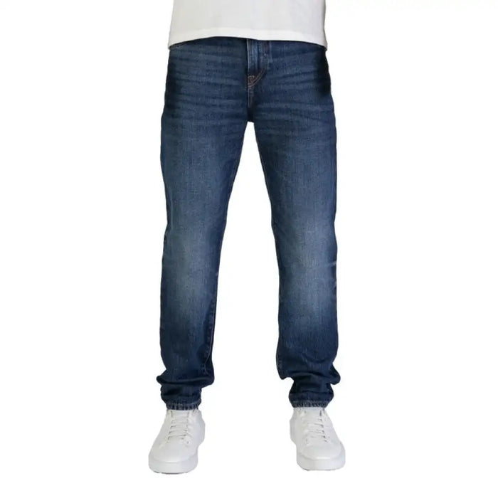 Medium-wash straight-leg denim jeans from the Boss Men Blue Fall Winter Collection