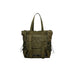 Military-style olive green tote bag by Desigual with multiple straps and pockets