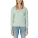 Mint green cable-knit V-neck sweater from Guess Women’s Knitwear collection