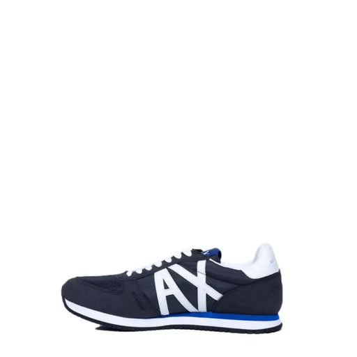 Navy blue athletic sneaker with white AX branding from Armani Exchange Men Sneakers