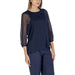 Navy blue blouse with sheer three-quarter sleeves by Street One for women