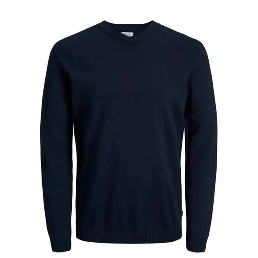 Navy blue crew neck sweater with long sleeves from Jack & Jones Men Knitwear