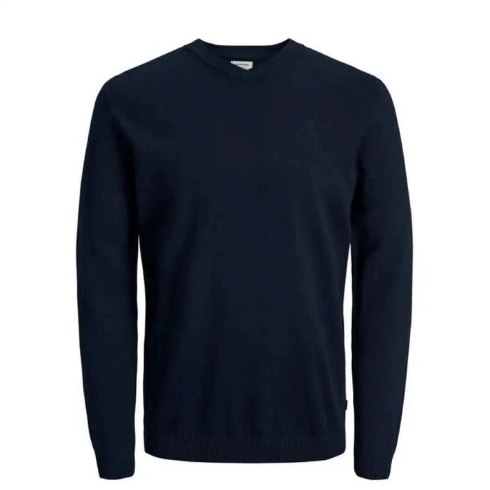 Navy blue crew neck sweater with long sleeves from Jack & Jones Men Knitwear