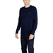 Navy blue crew neck sweater with logo detail from Tommy Hilfiger for men