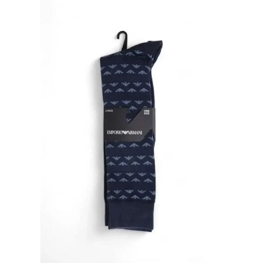 Navy blue dress sock with eagle logos from Emporio Armani Underwear apparel & accessories