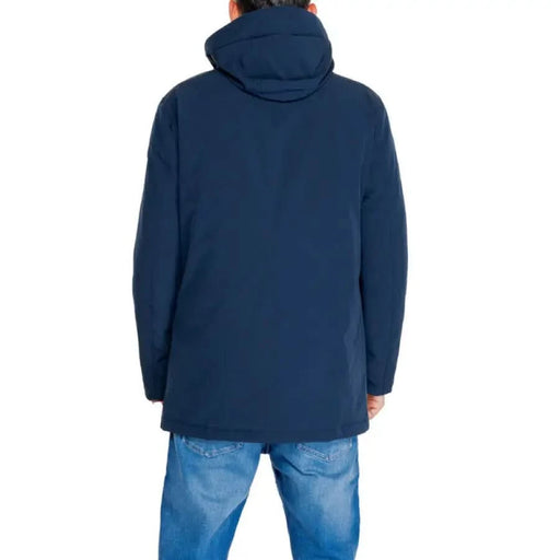 Navy blue hooded jacket viewed from the back for Blauer Men Jacket product