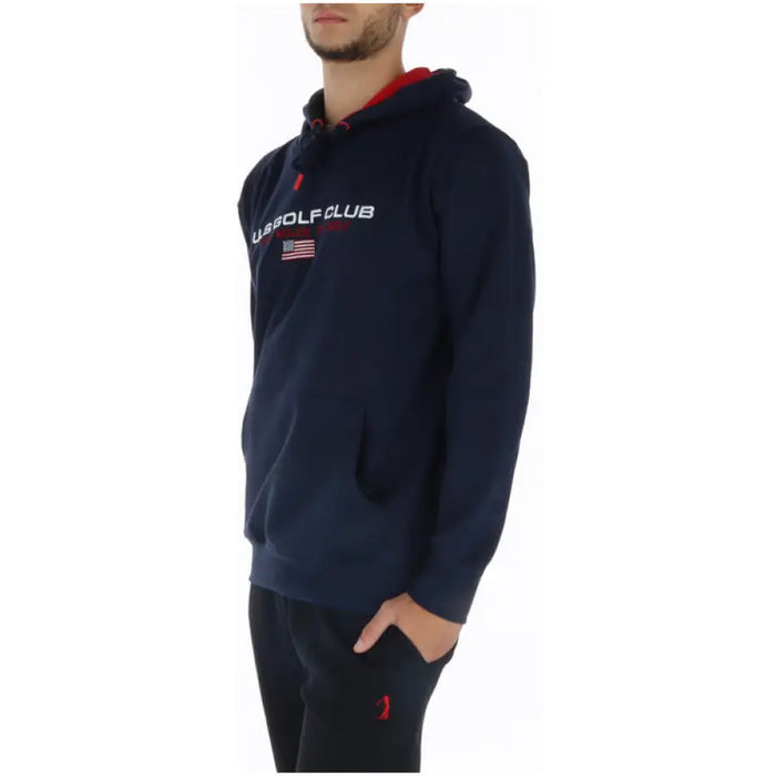 Navy blue hooded sweatshirt featuring US Golf Club text and American flag detail