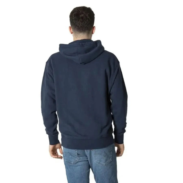 Levi’s Men Sweatshirts - Person Wearing Navy Blue Hooded Sweatshirt, Back View