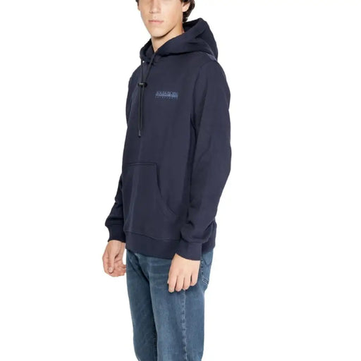 Navy blue hooded sweatshirt with logo, Napapijri Men Sweatshirts product display