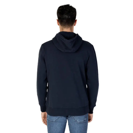 Navy blue hooded sweatshirt back view from Napapijri Men Sweatshirts collection